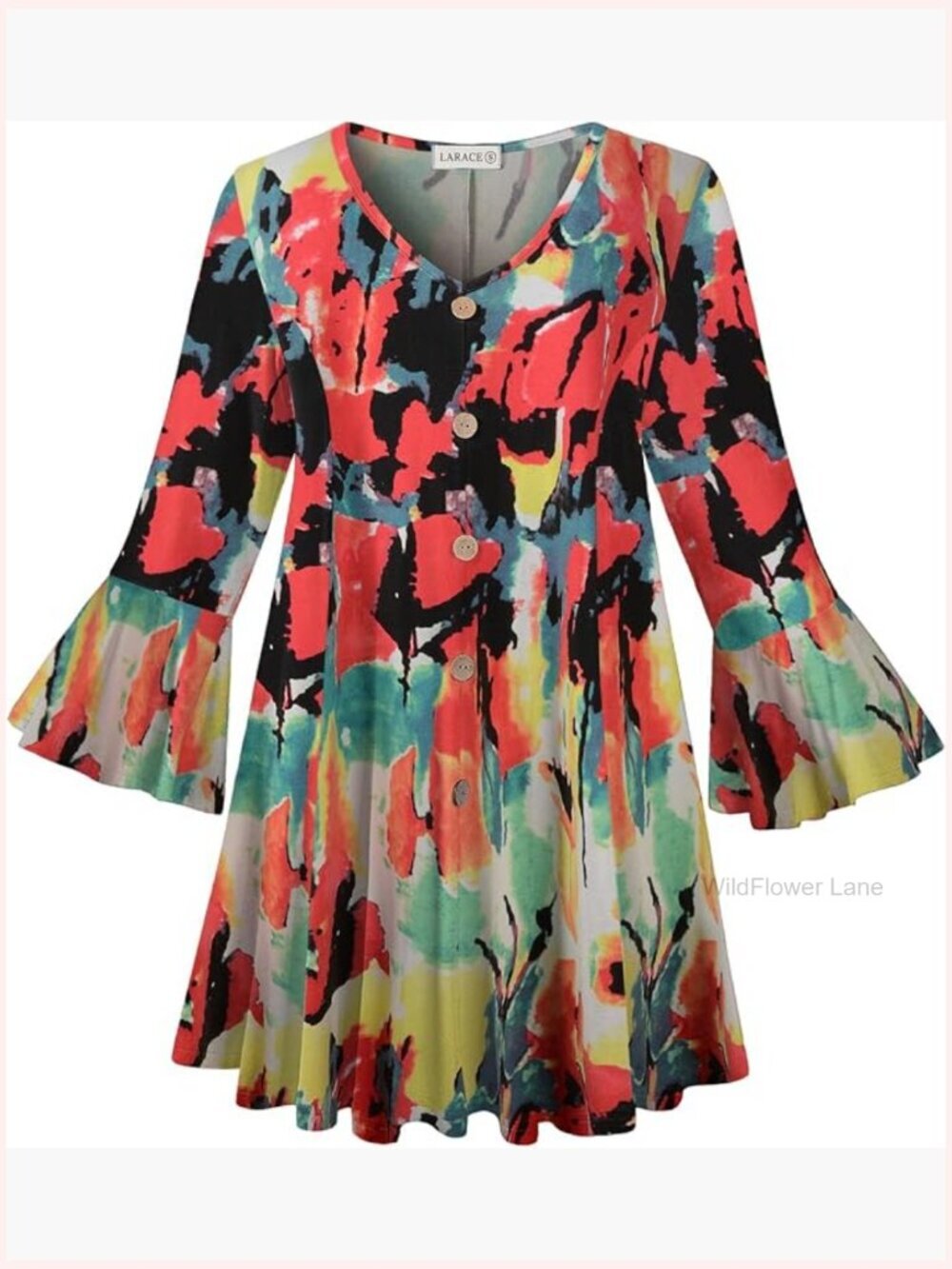Plus Size 3/4 Sleeve V-Neck Tunic Top for Leggings